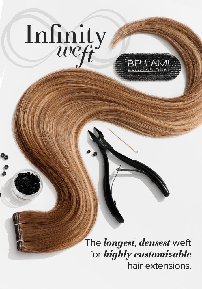 BELLAMI Professional Infinity Weft 16" 60g Chocolate Rebel #1C/24/18/46/4 Hybrid Blends Hair Extensions